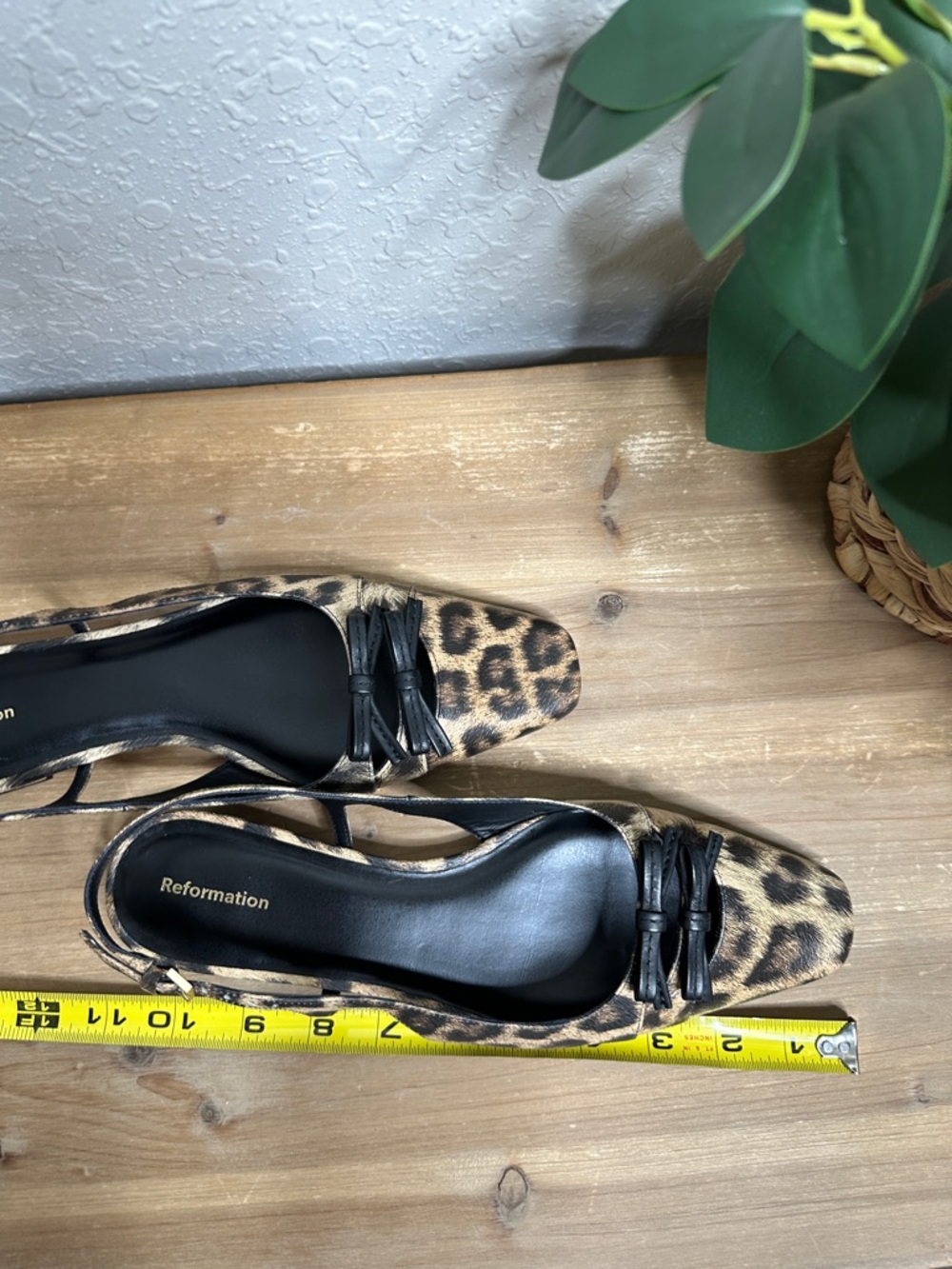 Reformation square toe, black and tan leopard print sling back flats NWOT SZ 8.5 - Picture 13 of 15